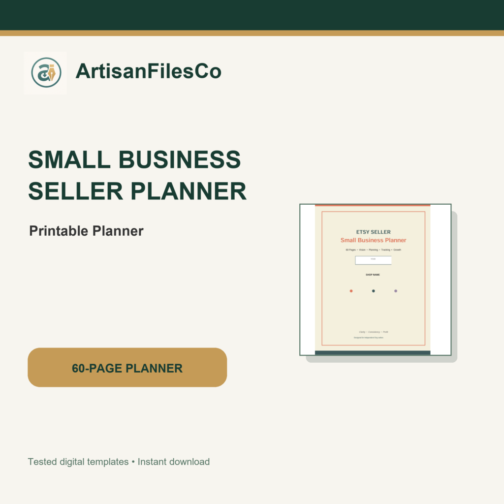ArtisanFilesCo Small Business Seller Planner