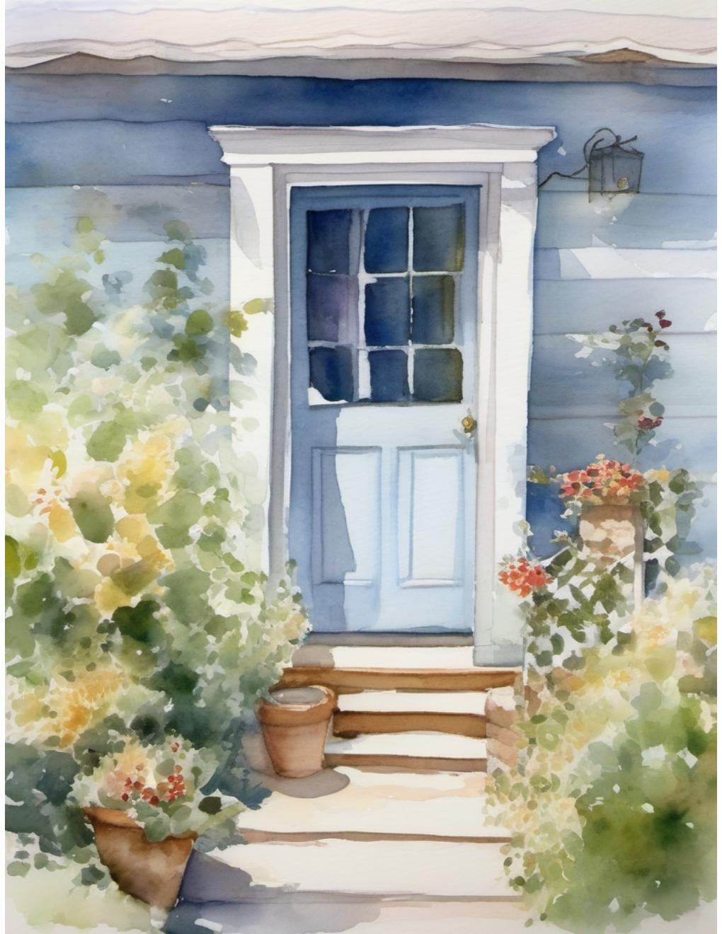 Actual inside page from Cozy Places watercolor book