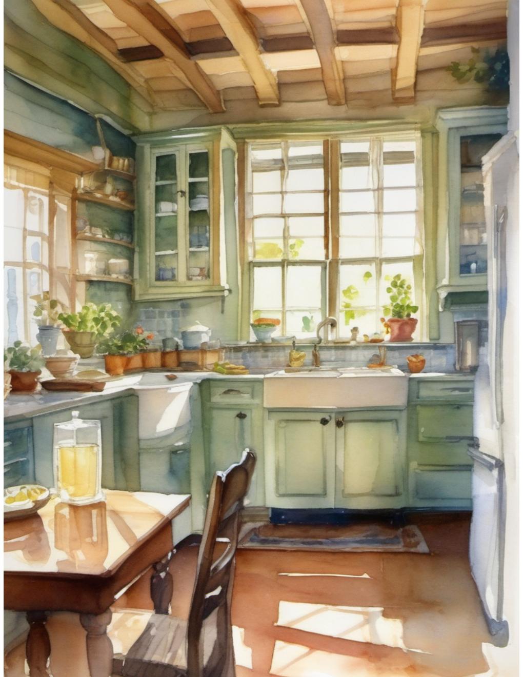 Actual inside page from Cozy Places watercolor book