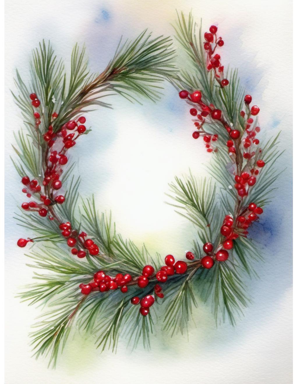 Actual inside page from Winter Wreaths & Garlands watercolor book