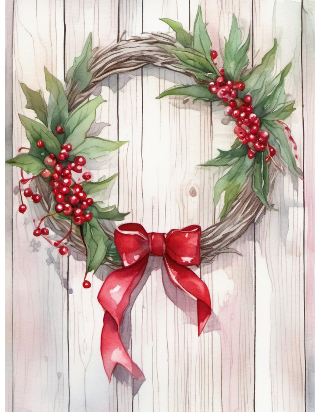 Actual inside page from Winter Wreaths & Garlands watercolor book