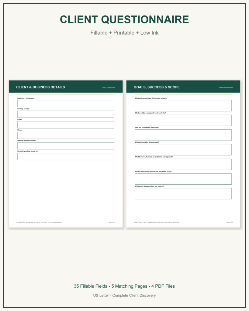 Client Questionnaire Template preview 1