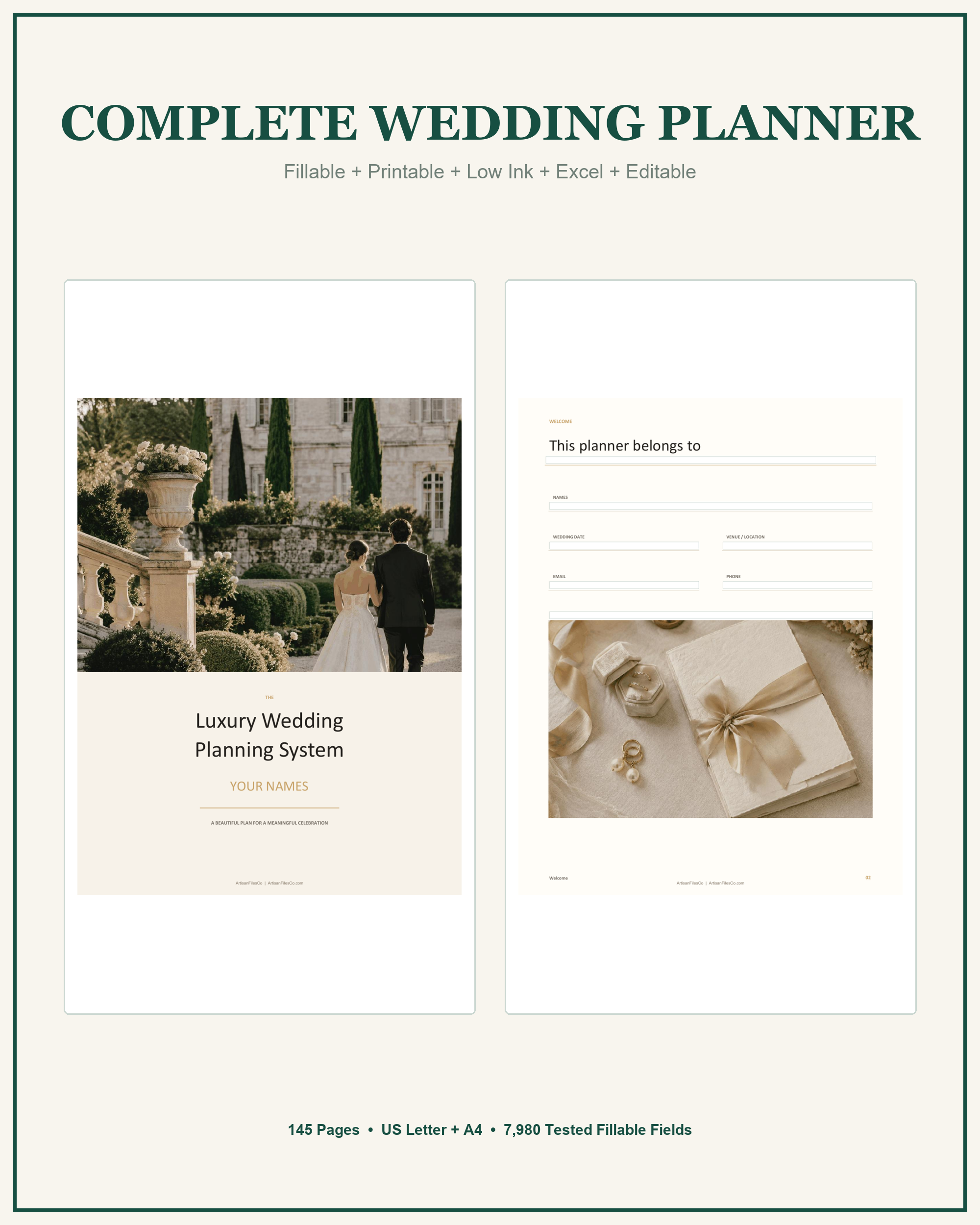 Complete Wedding Planner cover showing two actual planner pages