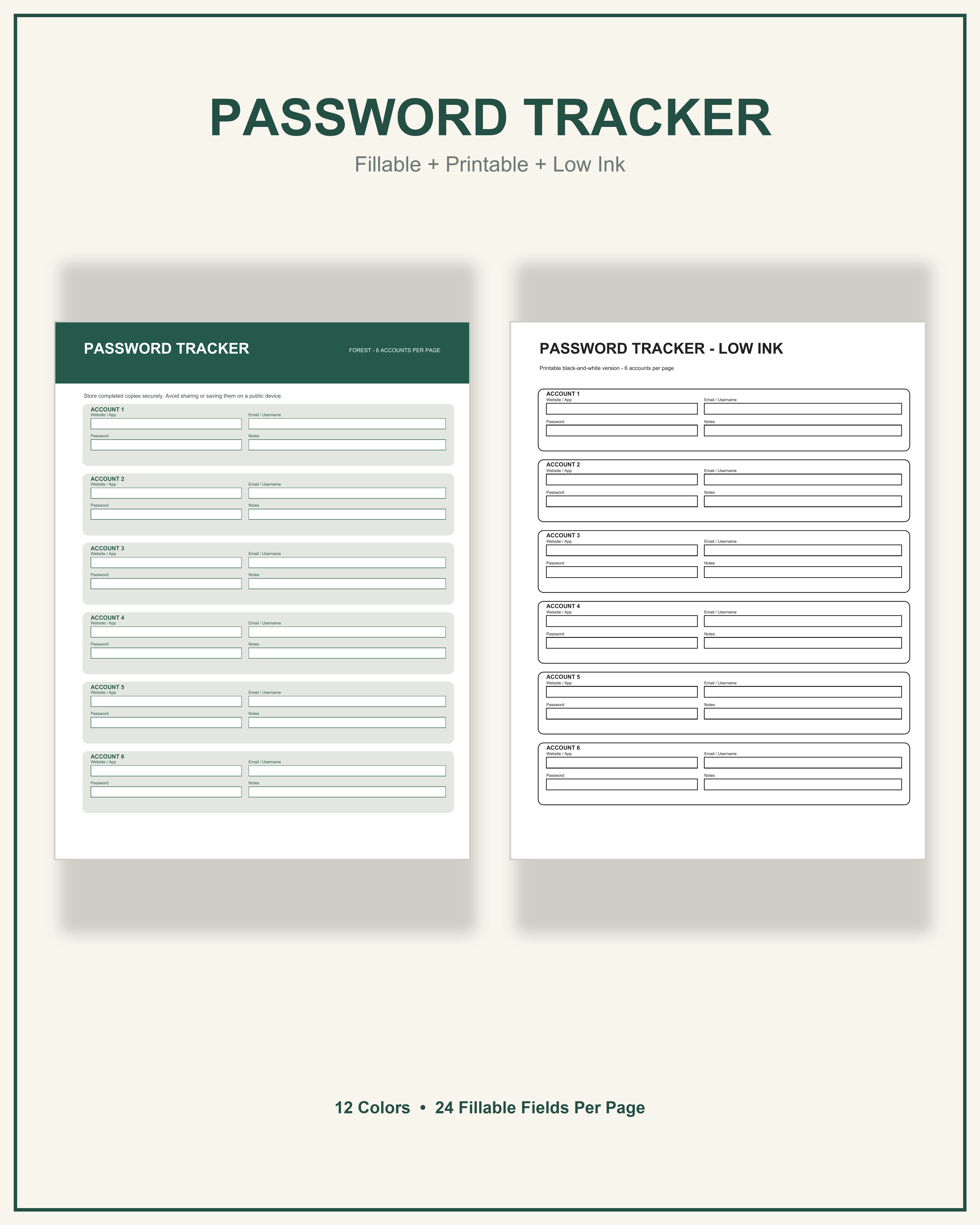 Minimalist Password Tracker - 12 Colors - 01-cover